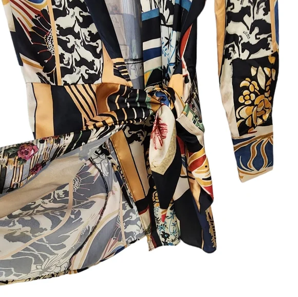 Short wrap dress swim coverup shirt style long sleeves size 14/16 - Picture 8 of 8